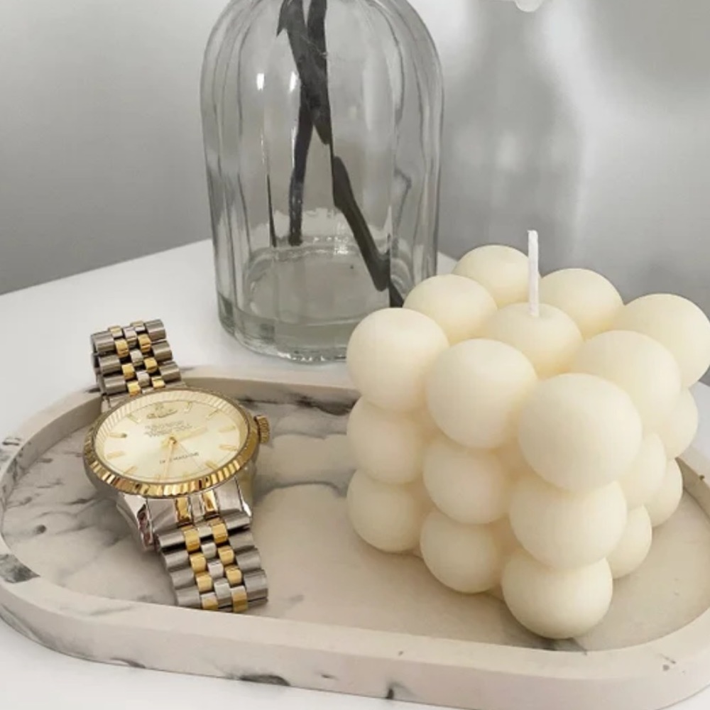 Off-white cream kona espresso bubble candle bundle (Large bubble candle & small)